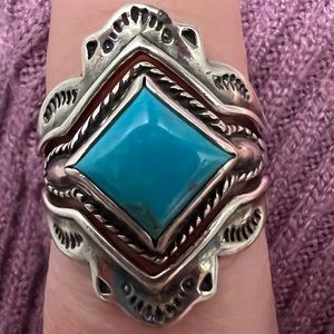 3 Piece Set Of Sterling Silver And Turquoise Rings